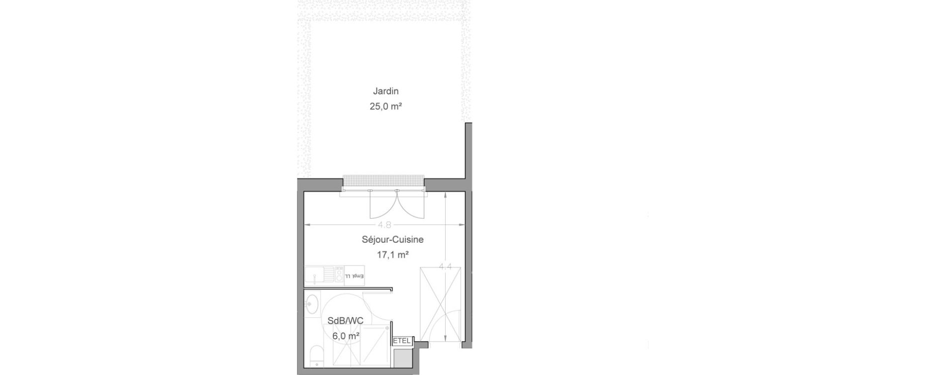 Appartement T1 de 23,10 m2 &agrave; Lieusaint Centre-est