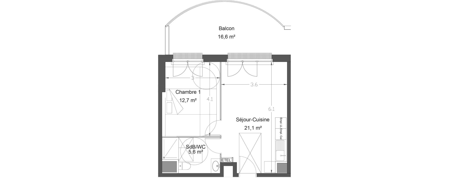 Appartement T2 de 39,40 m2 &agrave; Lieusaint Centre-est