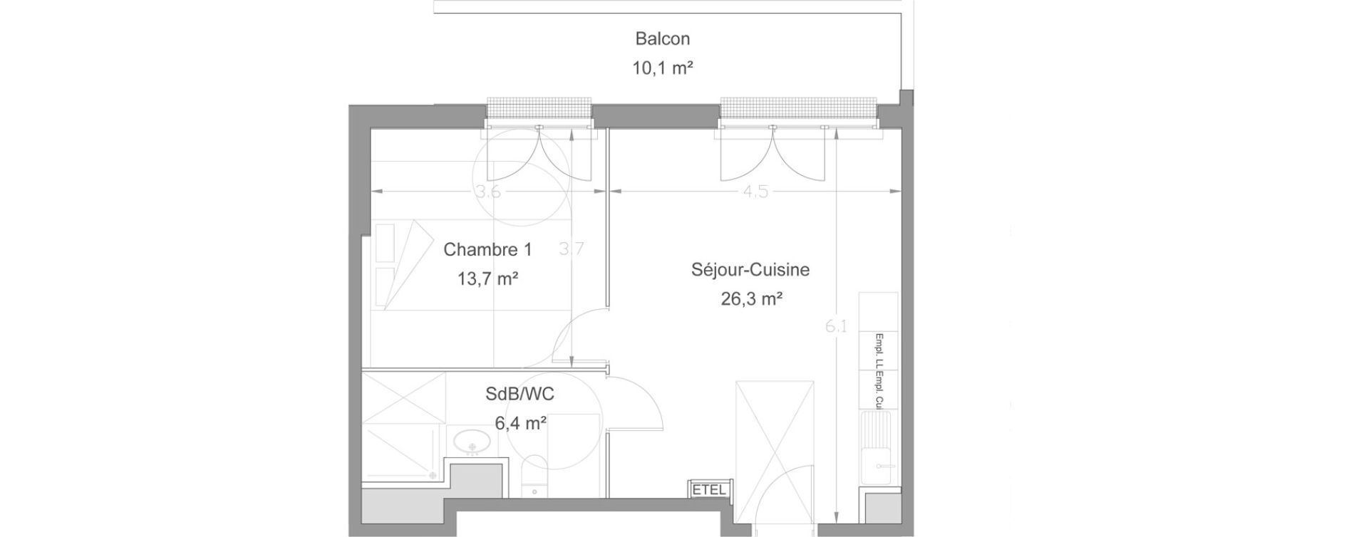 Appartement T2 de 46,40 m2 &agrave; Lieusaint Centre-est