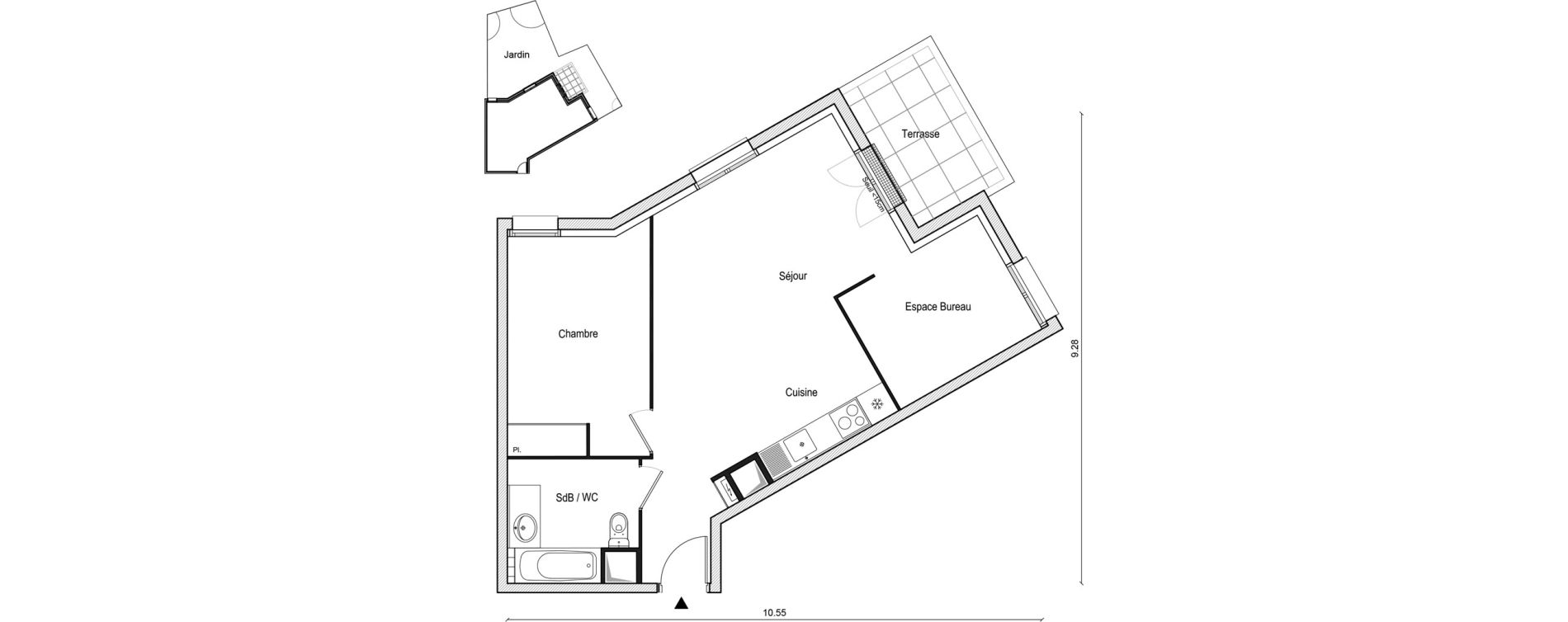 Appartement T2 bis de 55,71 m2 &agrave; Lieusaint Centre