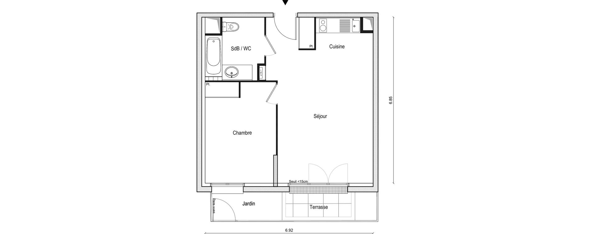 Appartement T2 de 45,60 m2 &agrave; Lieusaint Centre