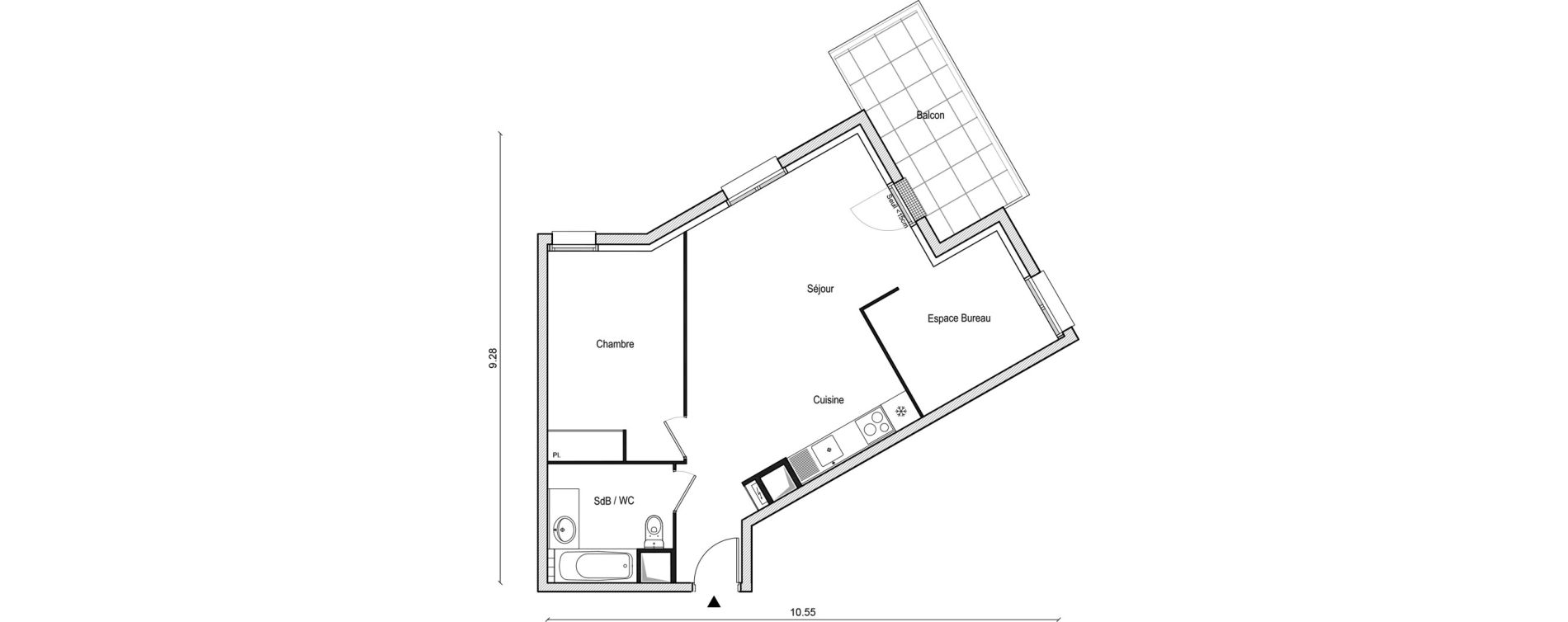 Appartement T2 bis de 55,71 m2 &agrave; Lieusaint Centre