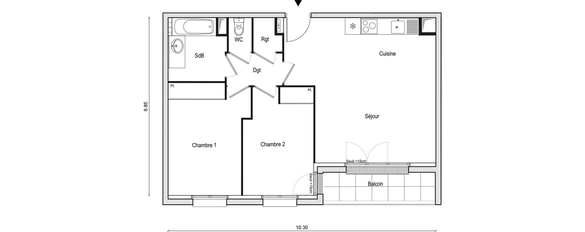 Appartement T3 de 62,59 m2 &agrave; Lieusaint Centre