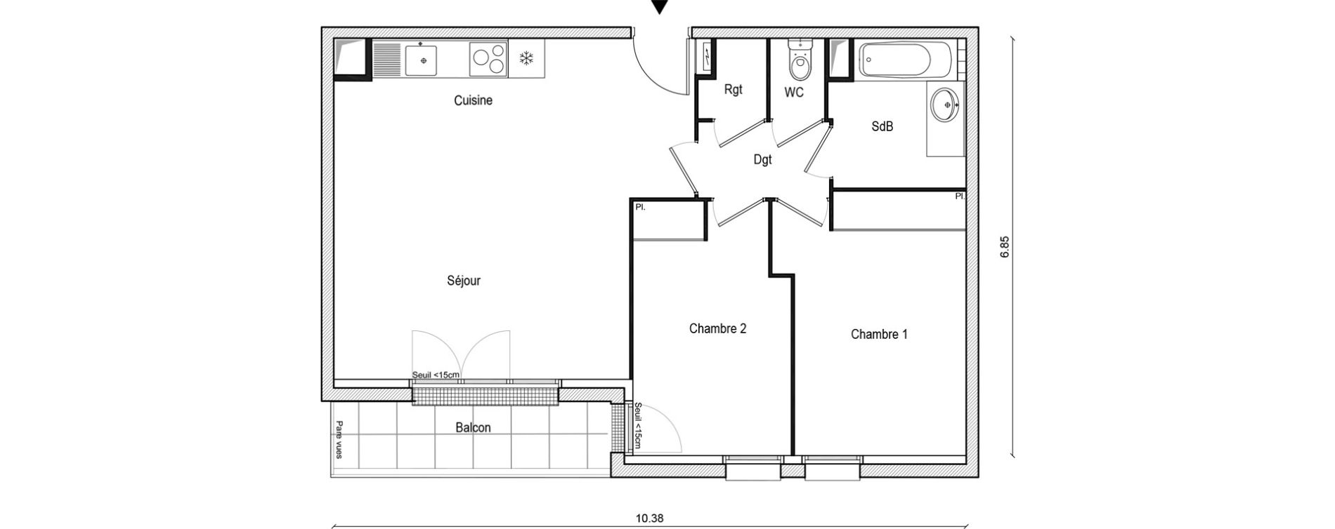 Appartement T3 de 62,87 m2 &agrave; Lieusaint Centre