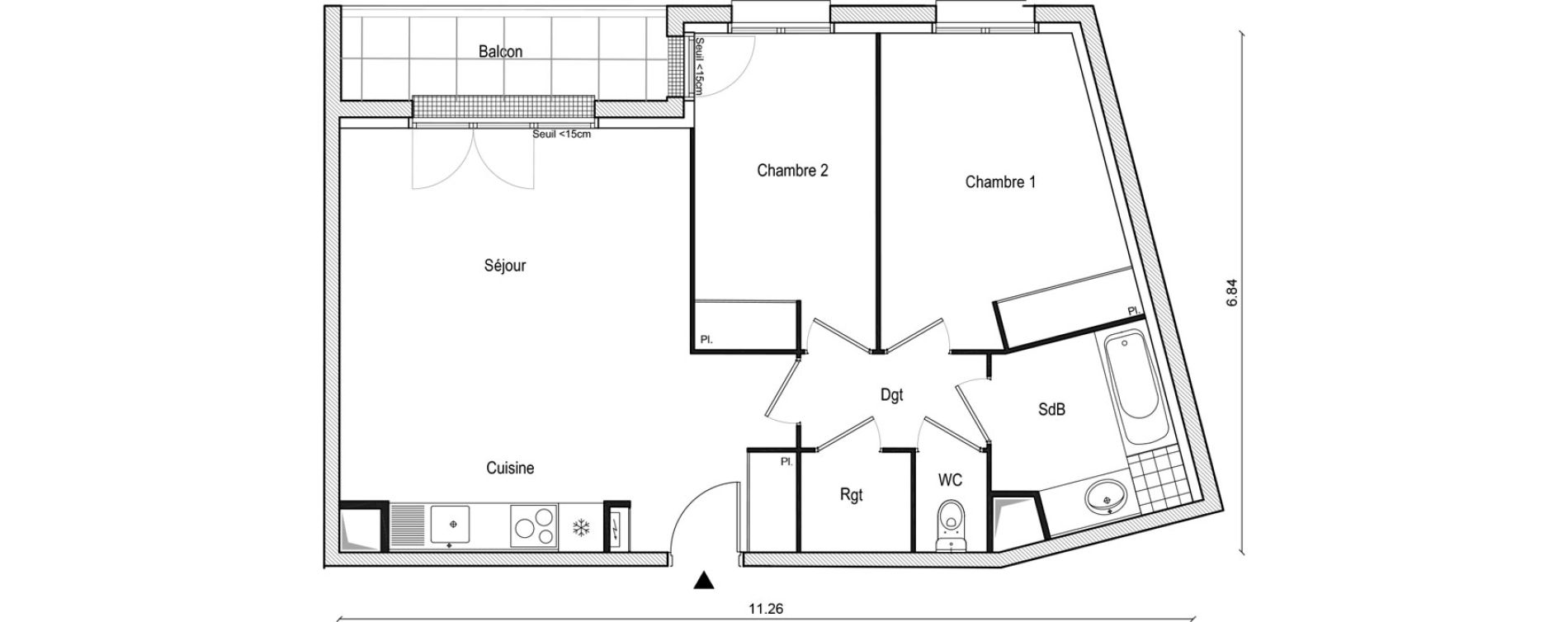 Appartement T3 de 62,94 m2 &agrave; Lieusaint Centre