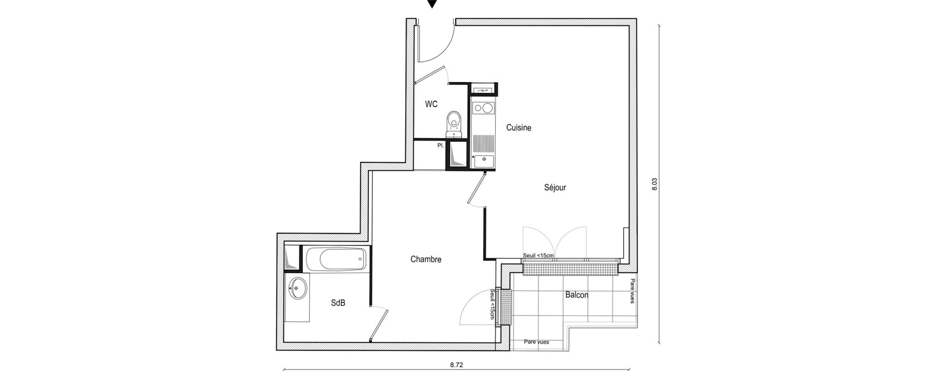 Appartement T2 de 45,02 m2 &agrave; Lieusaint Centre