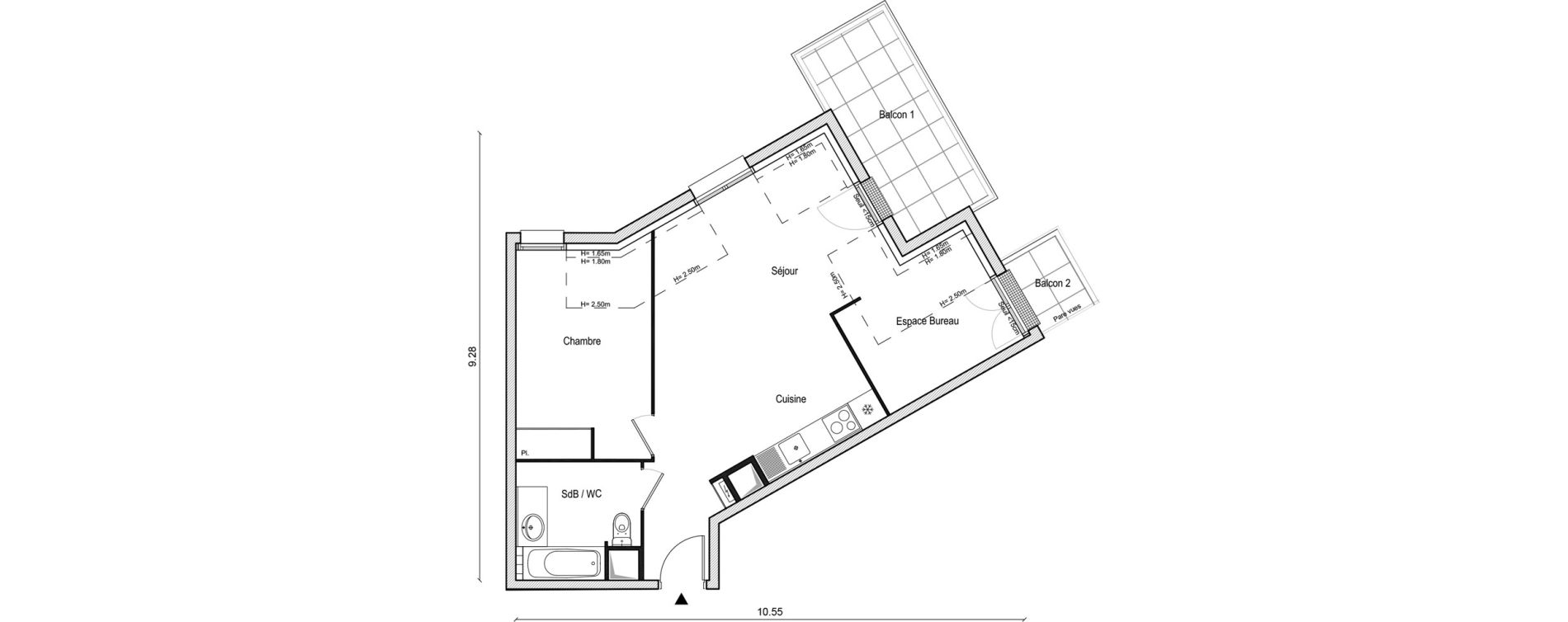 Appartement T2 bis de 54,49 m2 &agrave; Lieusaint Centre