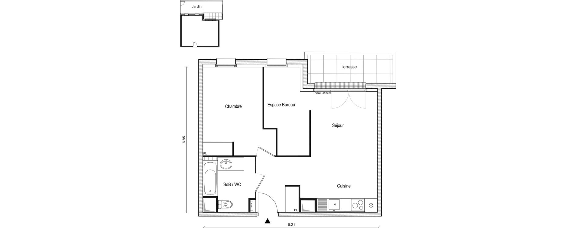 Appartement T2 bis de 49,92 m2 &agrave; Lieusaint Centre