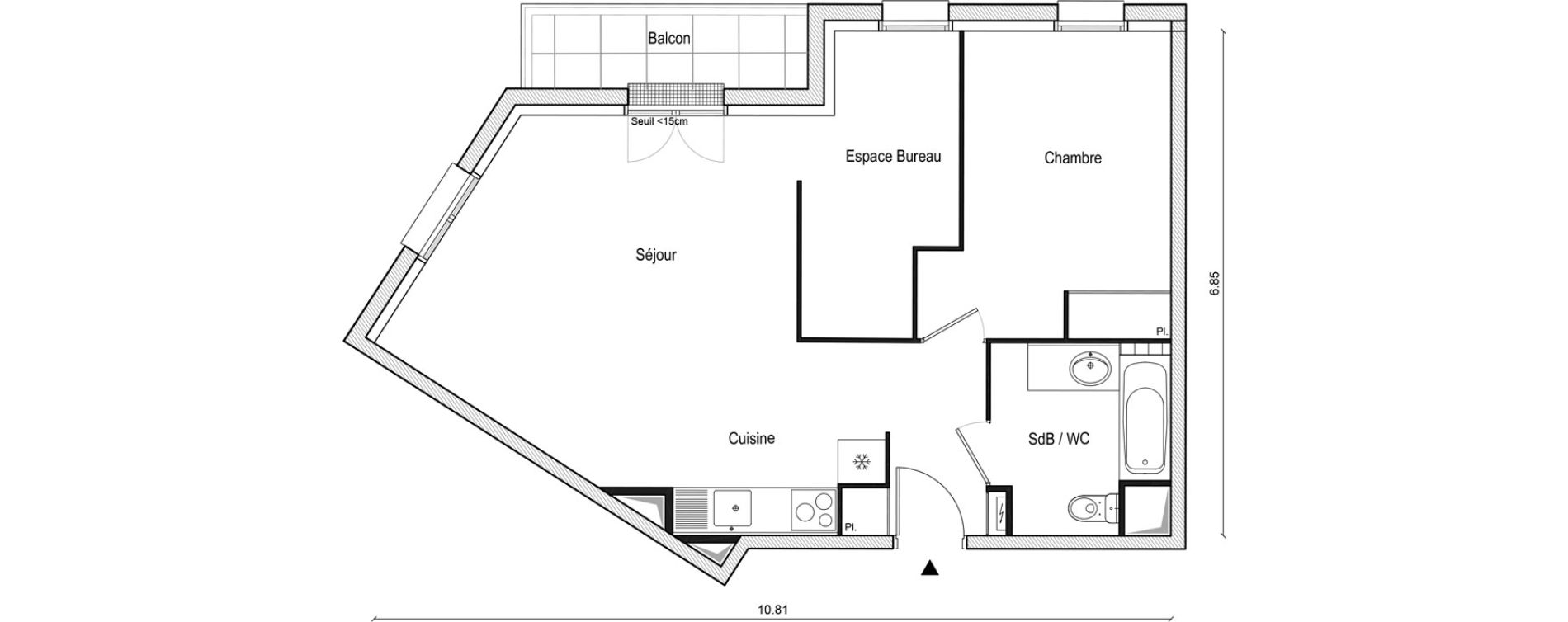 Appartement T2 bis de 56,59 m2 &agrave; Lieusaint Centre