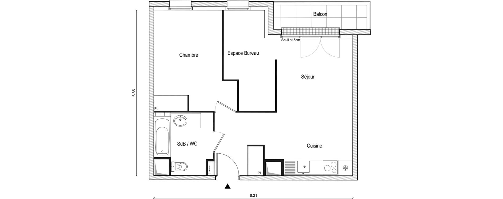 Appartement T2 bis de 49,92 m2 &agrave; Lieusaint Centre