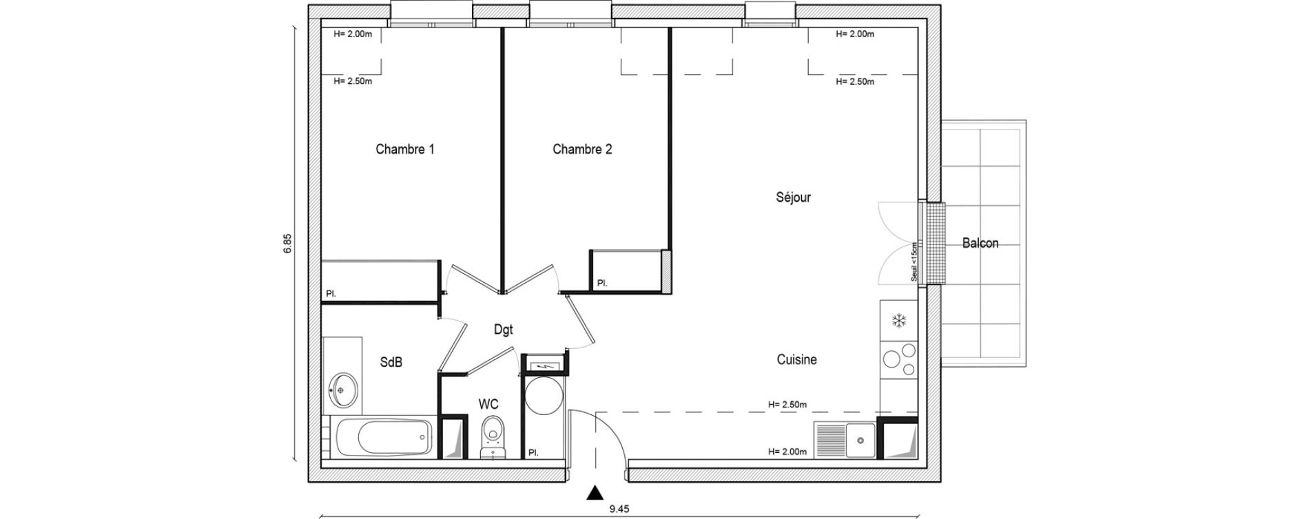 Appartement T3 de 62,64 m2 &agrave; Lieusaint Centre