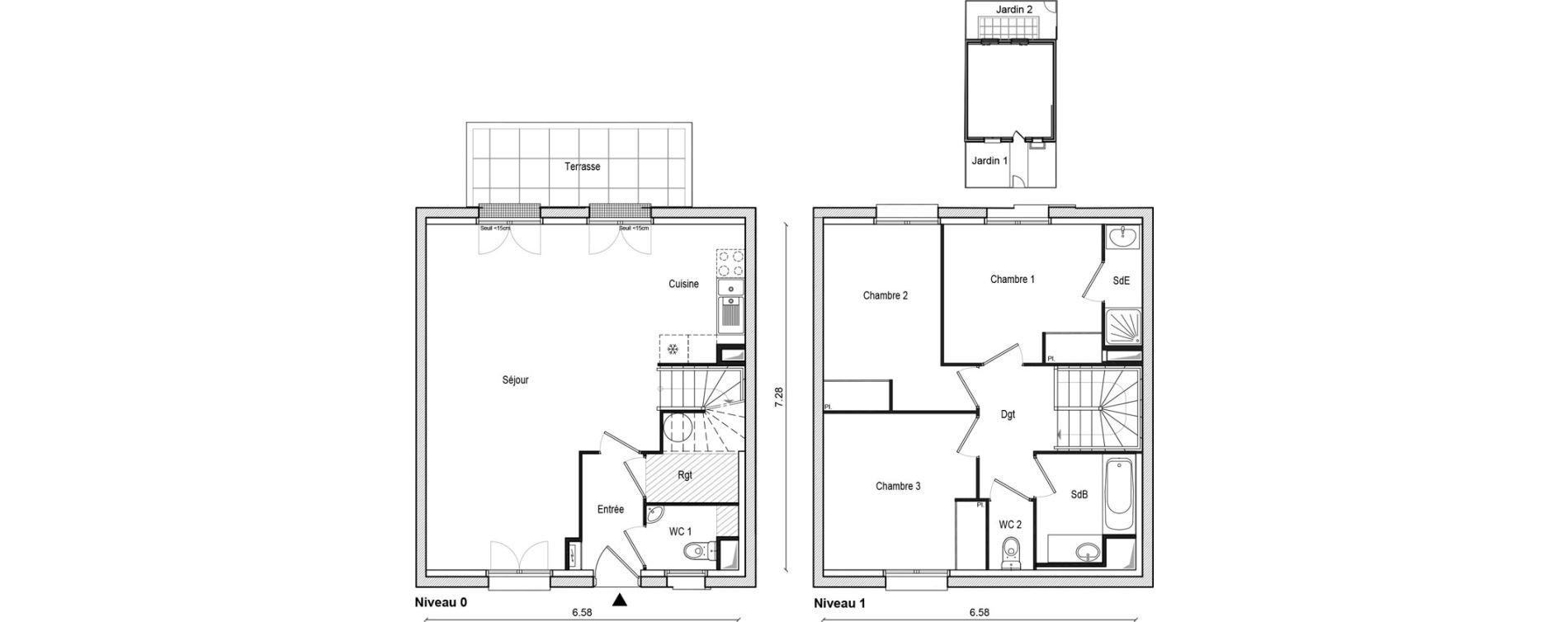 Duplex T4 de 87,00 m2 &agrave; Lieusaint Centre