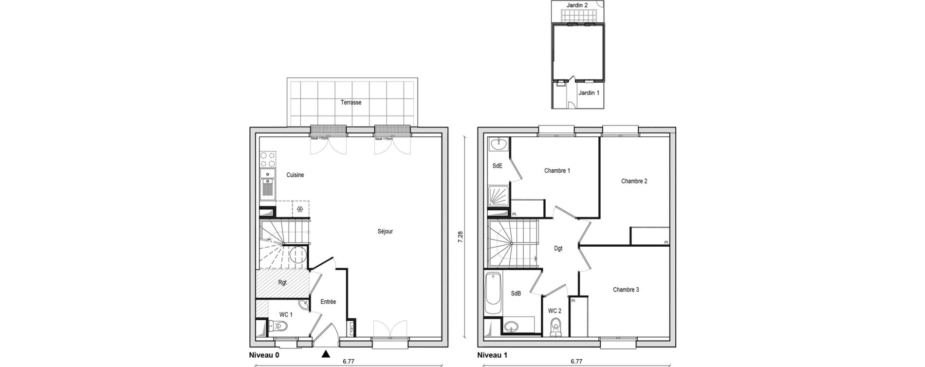 Duplex T4 de 87,09 m2 &agrave; Lieusaint Centre