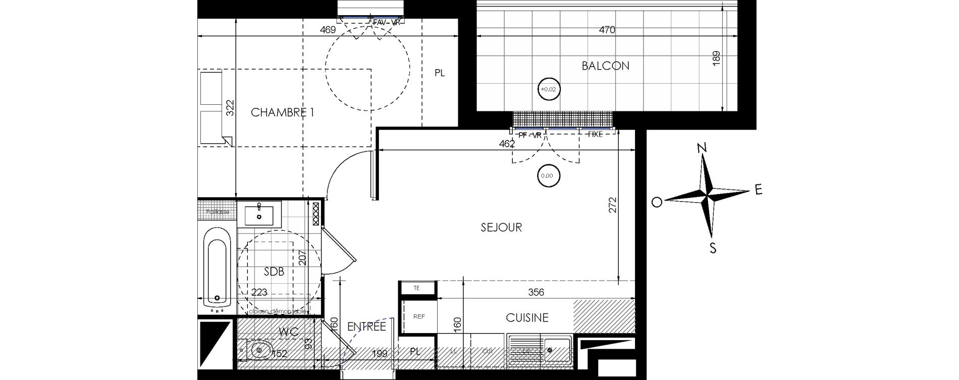 Appartement T2 de 41,26 m2 &agrave; Lieusaint Centre