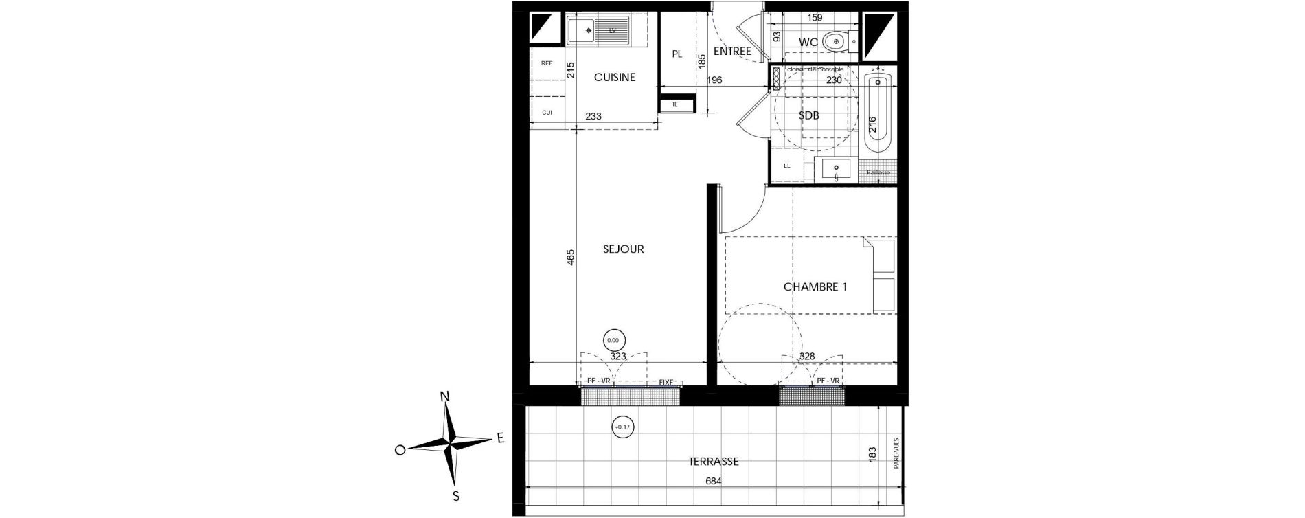 Appartement T2 de 43,41 m2 &agrave; Lieusaint Centre