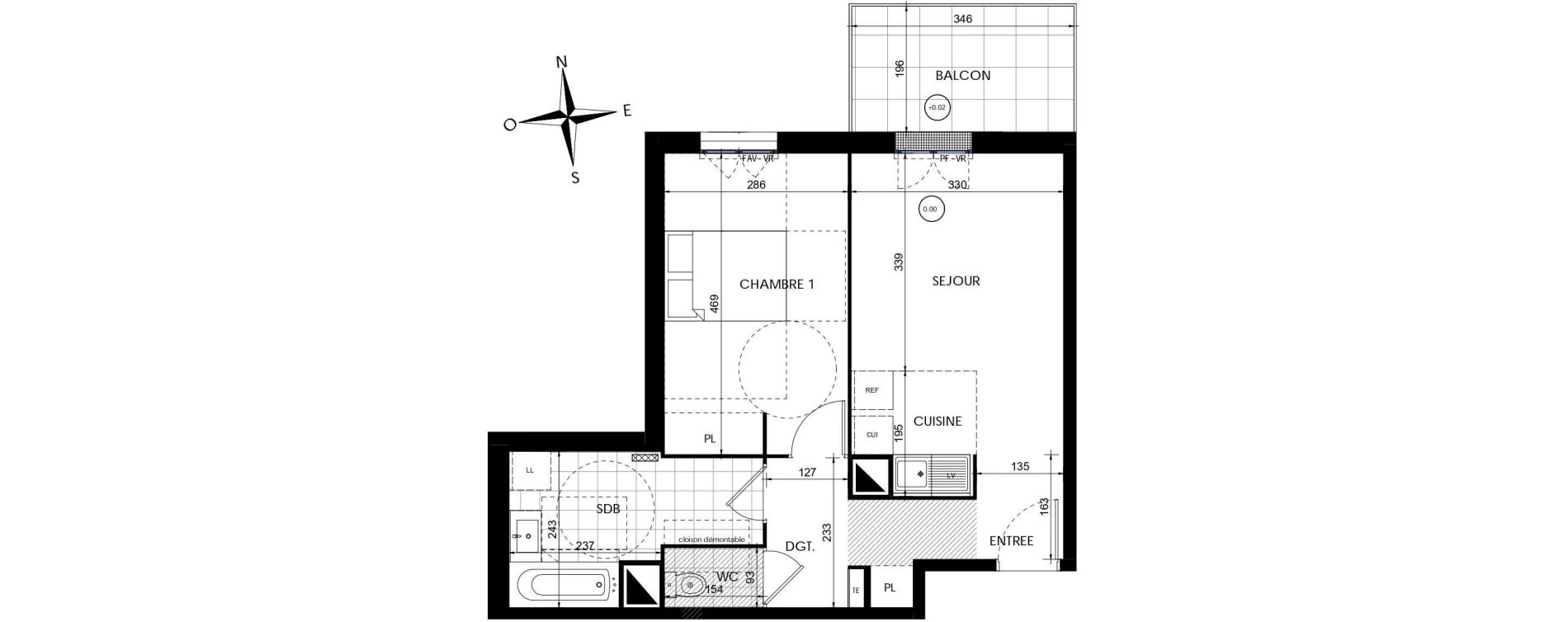 Appartement T2 de 46,25 m2 &agrave; Lieusaint Centre
