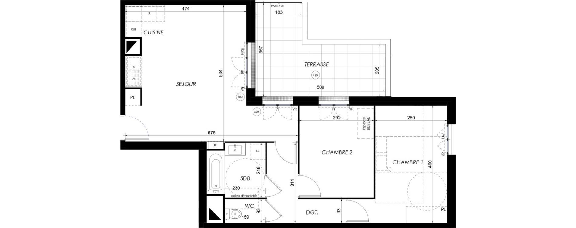 Appartement T3 de 54,77 m2 &agrave; Lieusaint Centre