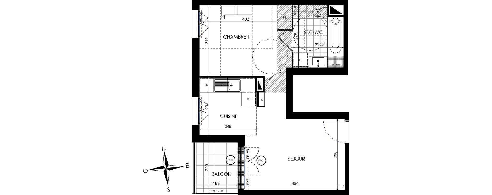 Appartement T2 de 39,51 m2 &agrave; Lieusaint Centre
