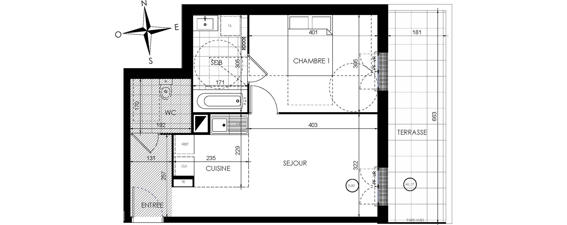 Appartement T2 de 43,86 m2 &agrave; Lieusaint Centre