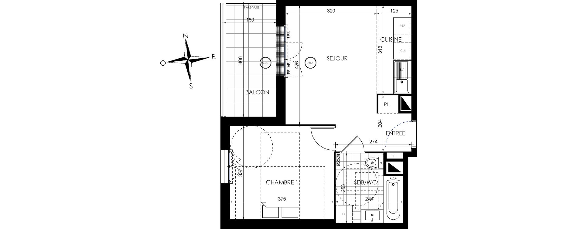 Appartement T2 de 40,11 m2 &agrave; Lieusaint Centre