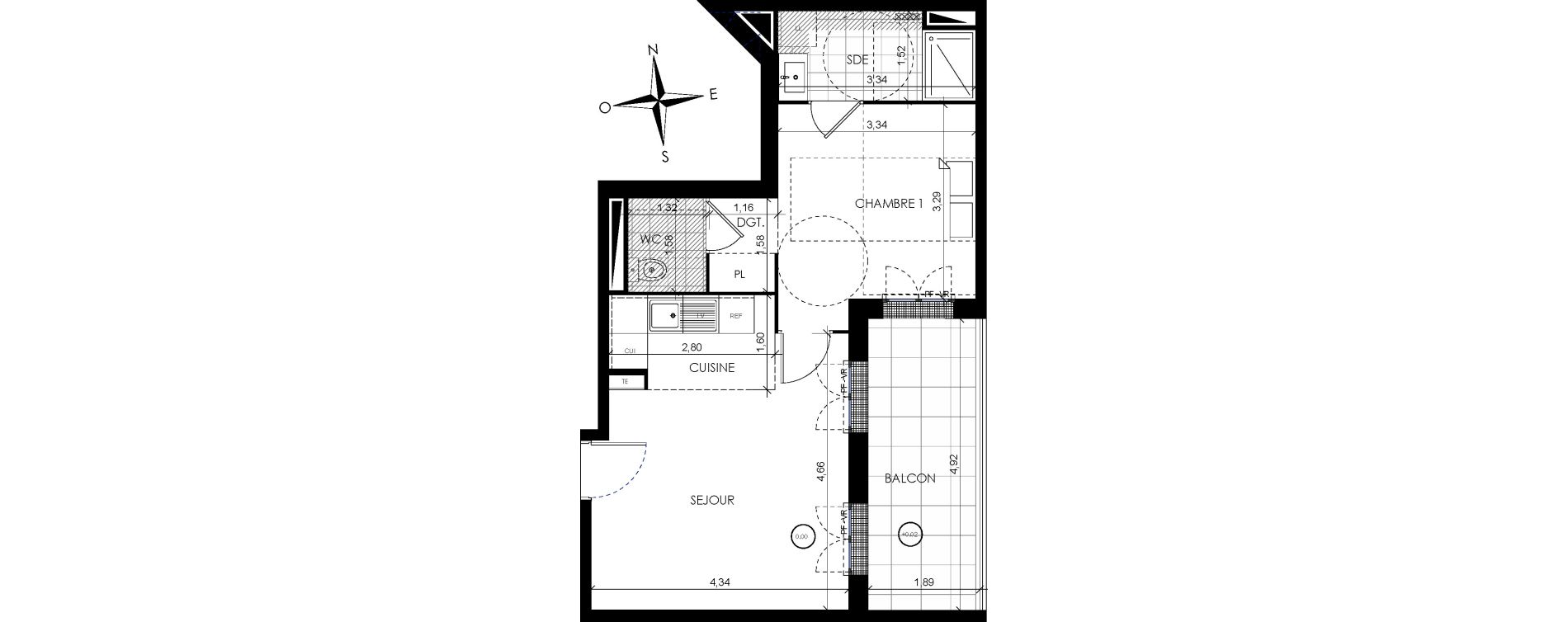 Appartement T2 de 41,70 m2 &agrave; Lieusaint Centre