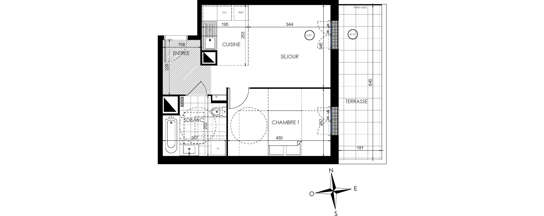 Appartement T2 de 40,42 m2 &agrave; Lieusaint Centre
