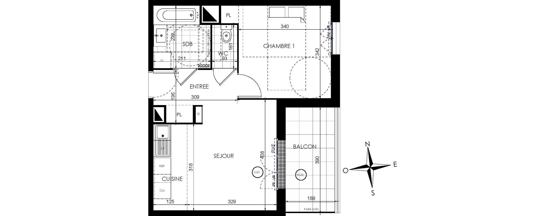 Appartement T2 de 39,62 m2 &agrave; Lieusaint Centre