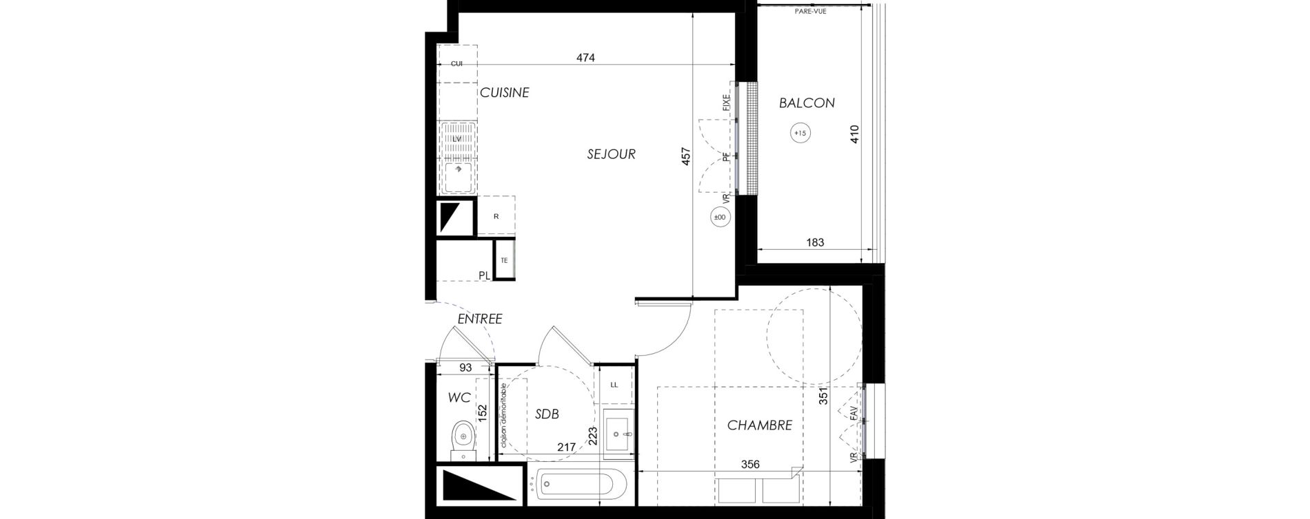 Appartement T3 de 62,95 m2 &agrave; Lieusaint Centre