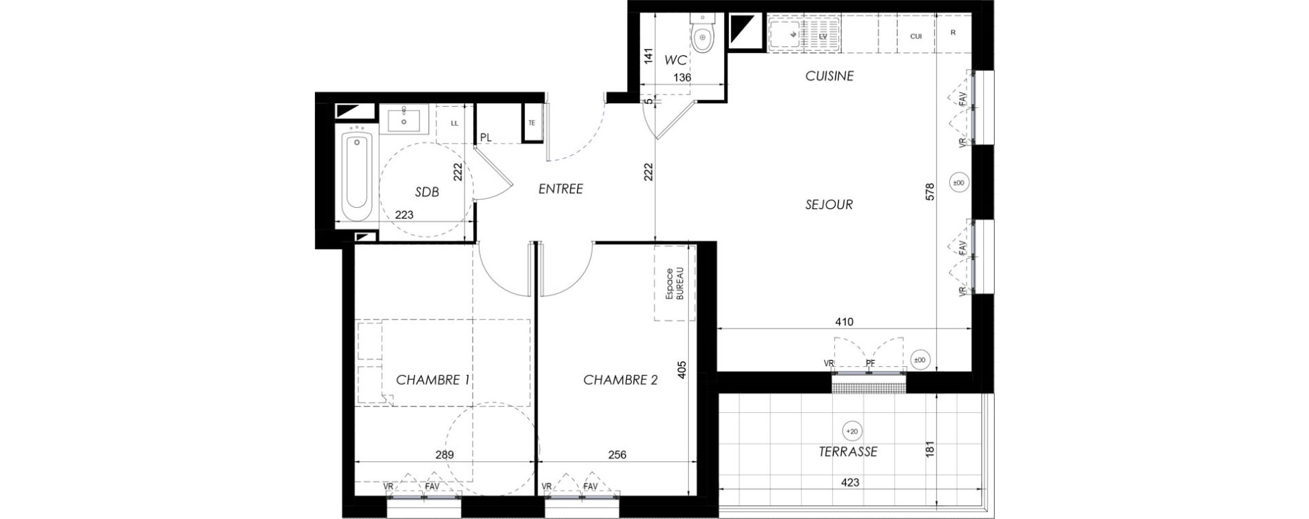 Appartement T3 de 61,71 m2 &agrave; Lieusaint Centre