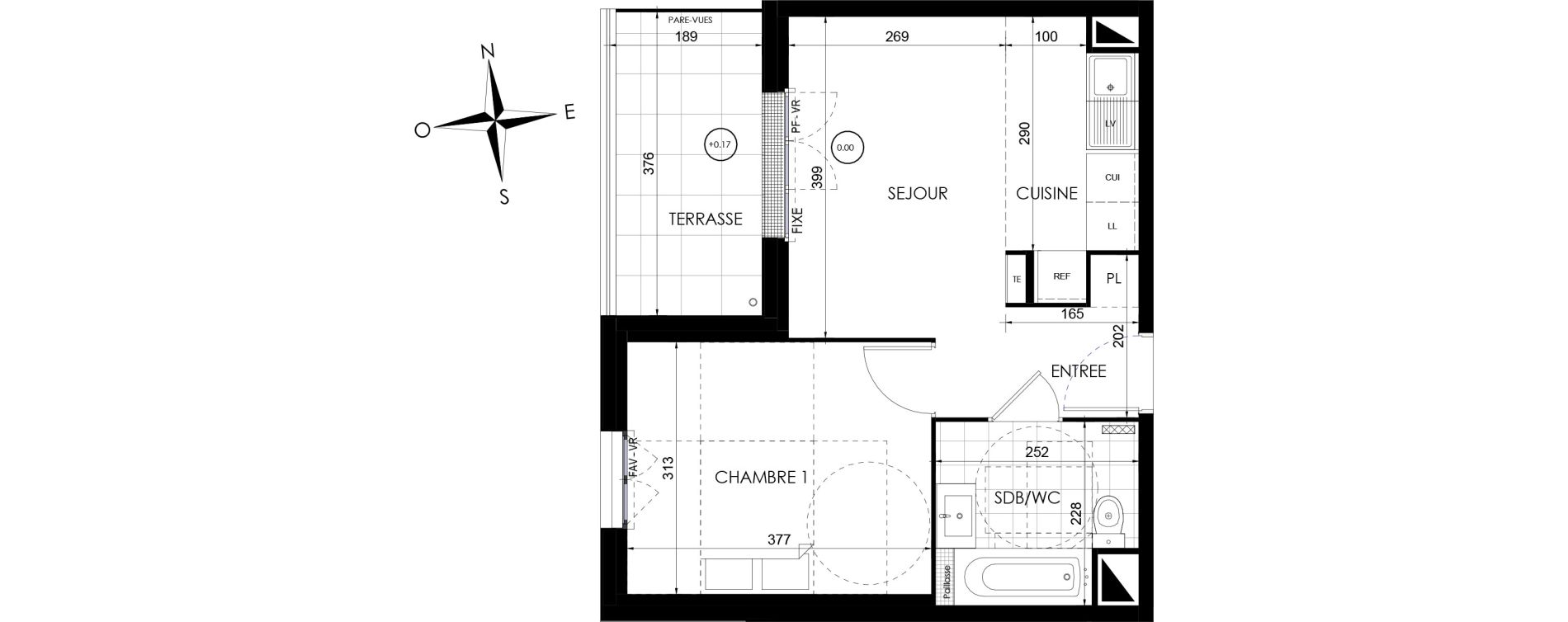 Appartement T2 de 36,40 m2 &agrave; Lieusaint Centre