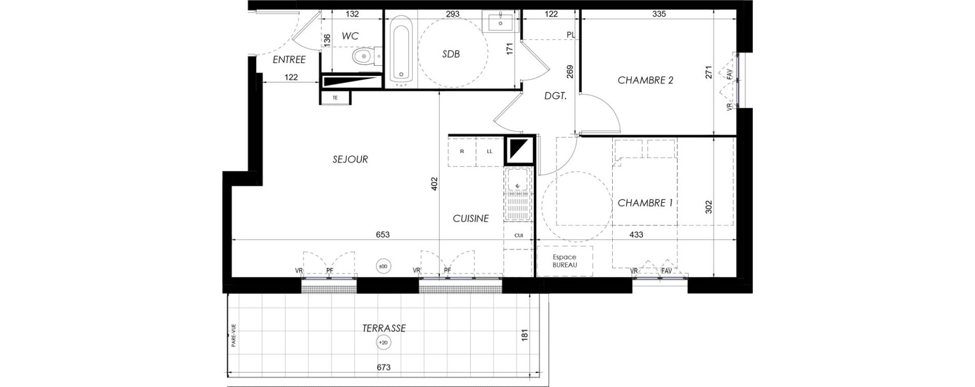 Appartement T3 de 60,34 m2 &agrave; Lieusaint Centre