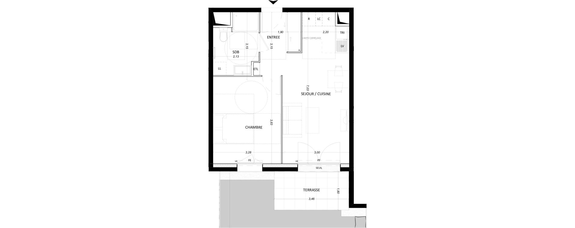 Appartement T2 de 42,53 m2 &agrave; Lieusaint Centre-est