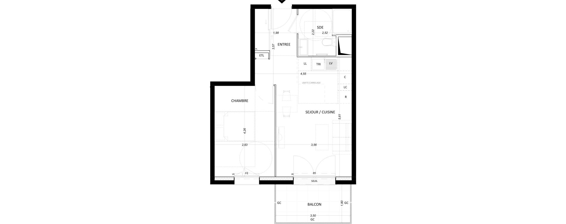 Appartement T2 de 42,38 m2 &agrave; Lieusaint Centre-est