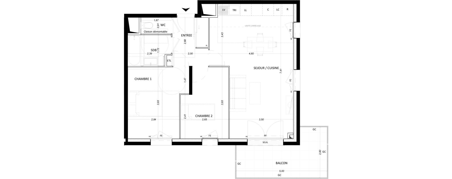 Appartement T3 de 61,48 m2 &agrave; Lieusaint Centre-est