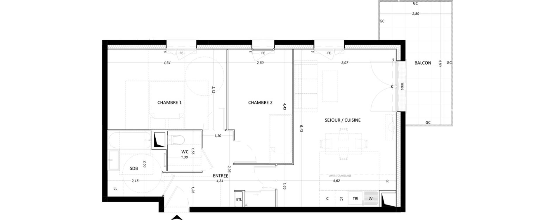 Appartement T3 de 65,60 m2 &agrave; Lieusaint Centre-est