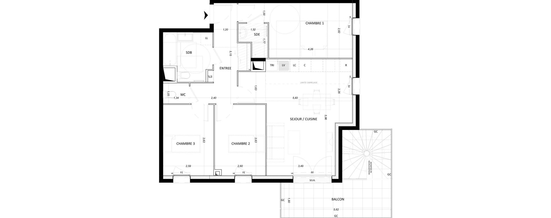 Appartement T4 de 75,99 m2 &agrave; Lieusaint Centre-est