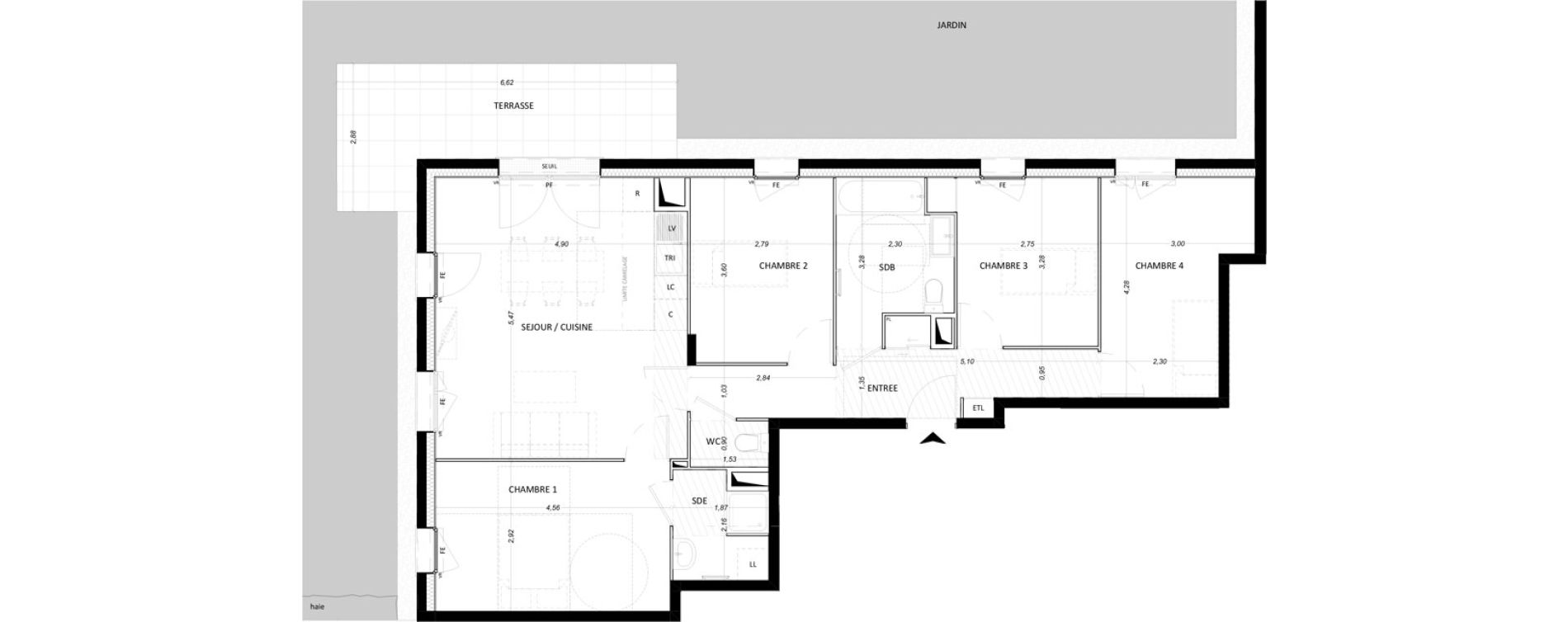 Appartement T5 de 90,59 m2 &agrave; Lieusaint Centre-est