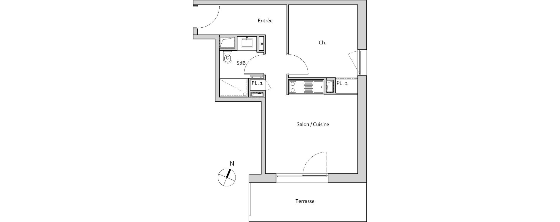 Appartement T2 de 34,69 m2 &agrave; Lieusaint Carr&eacute; s&eacute;nart