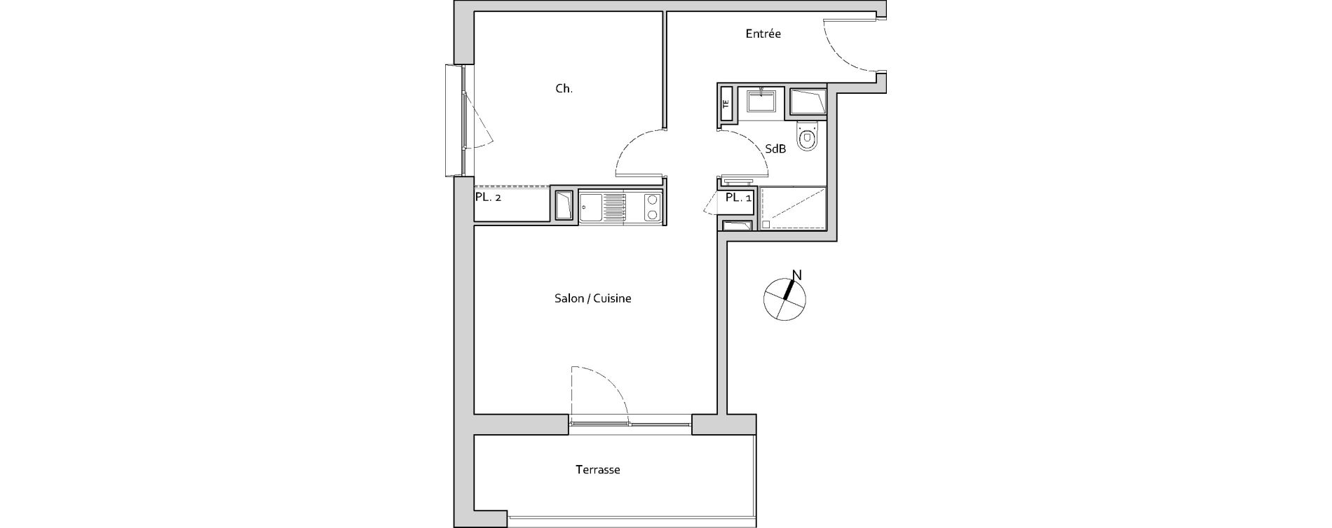 Appartement T2 de 37,69 m2 &agrave; Lieusaint Carr&eacute; s&eacute;nart