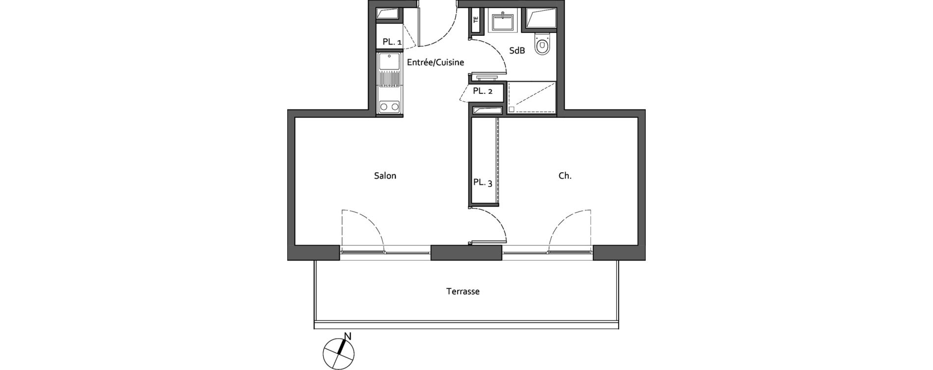 Appartement T2 de 34,96 m2 &agrave; Lieusaint Carr&eacute; s&eacute;nart