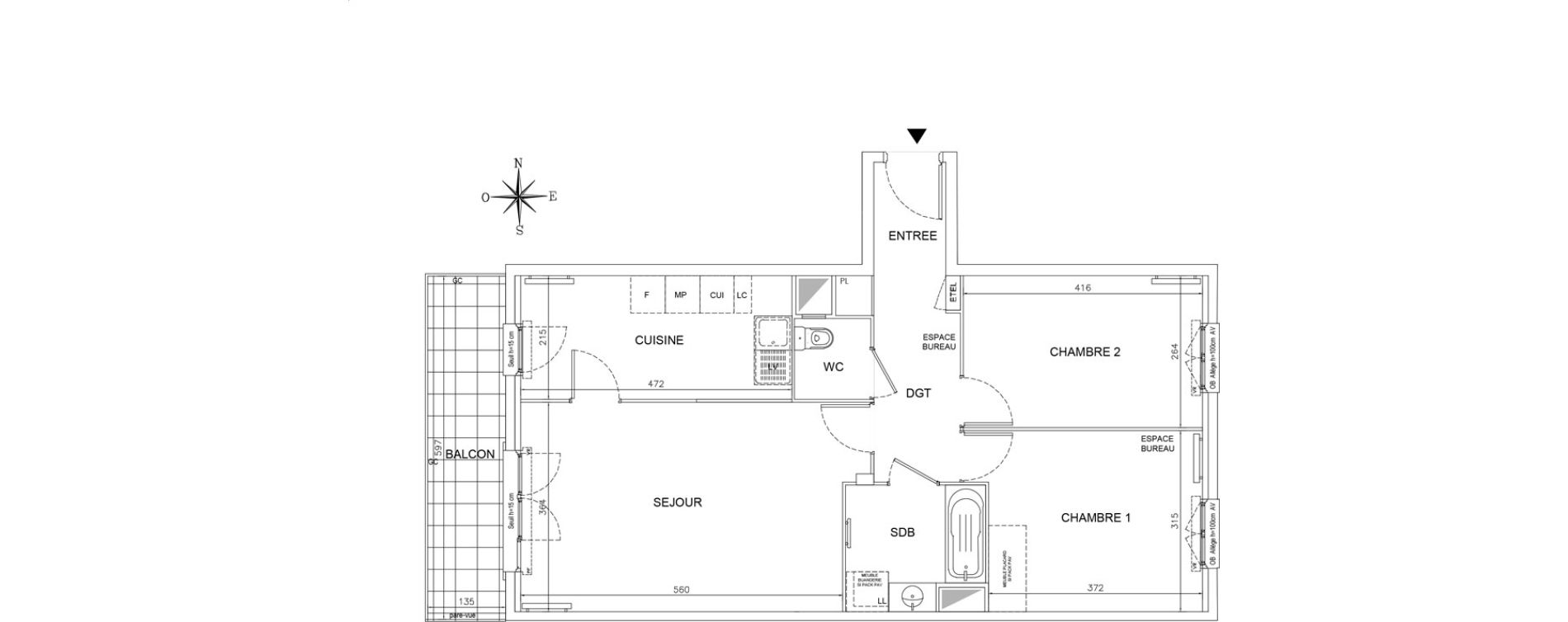 Appartement T3 de 69,27 m2 &agrave; Lognes Segrais