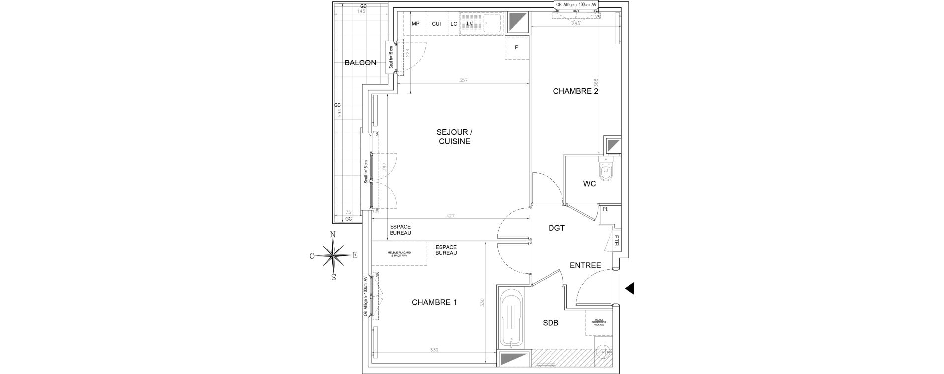 Appartement T3 de 60,37 m2 &agrave; Lognes Segrais
