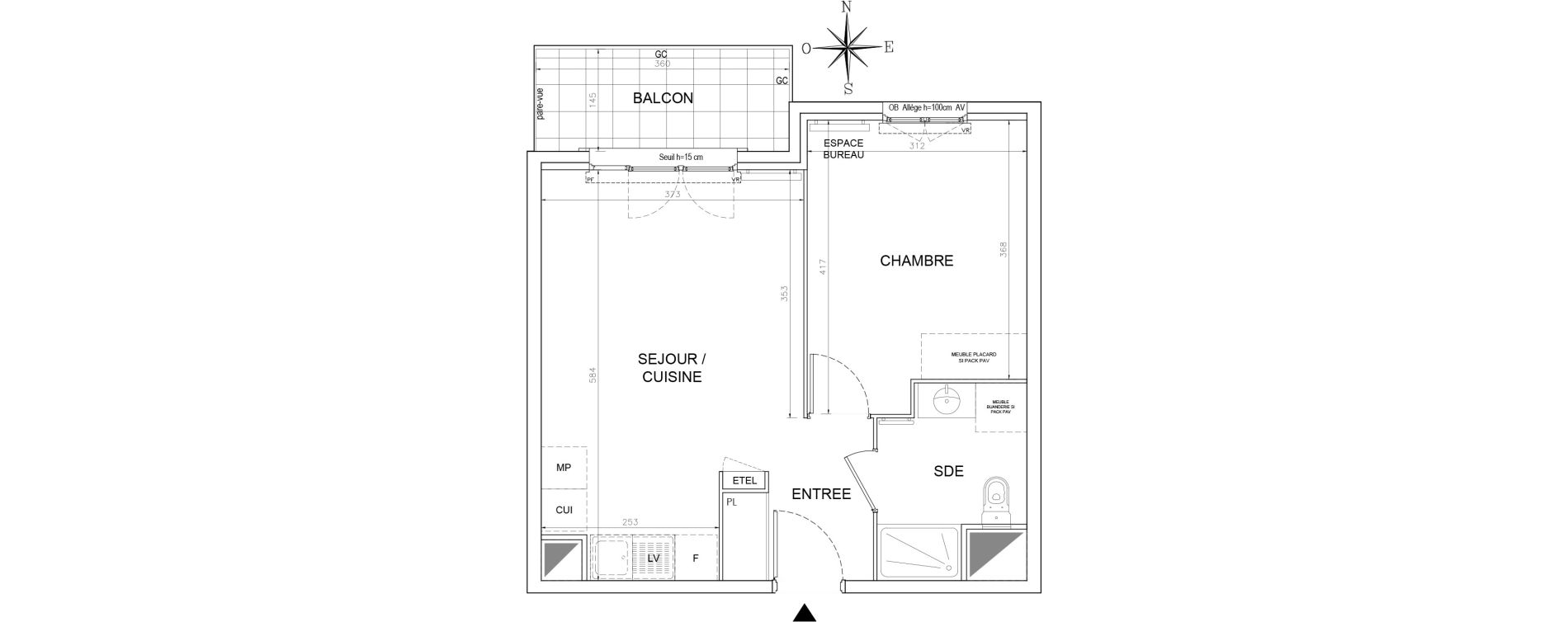 Appartement T2 de 40,56 m2 &agrave; Lognes Segrais