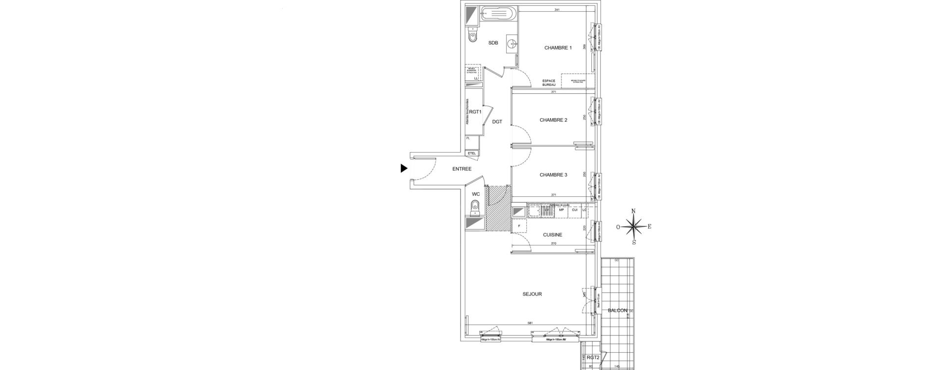 Appartement T4 de 84,70 m2 &agrave; Lognes Segrais