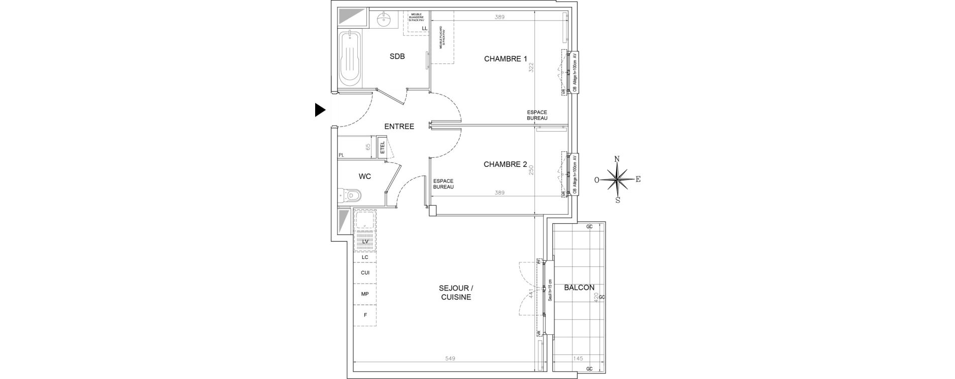 Appartement T3 de 59,97 m2 &agrave; Lognes Segrais