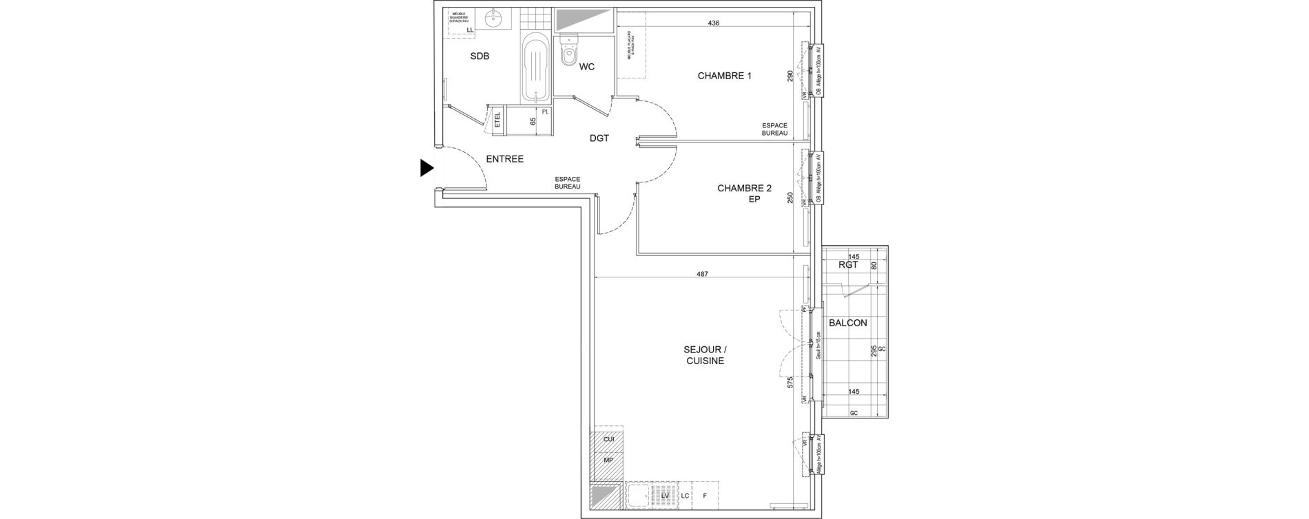 Appartement T3 de 66,66 m2 &agrave; Lognes Segrais