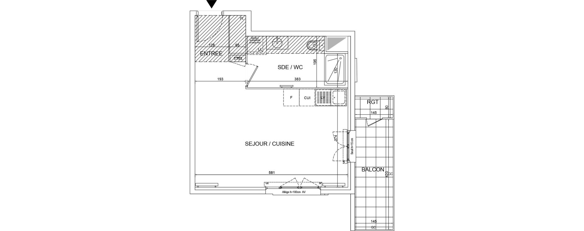 Appartement T1 de 33,84 m2 &agrave; Lognes Segrais