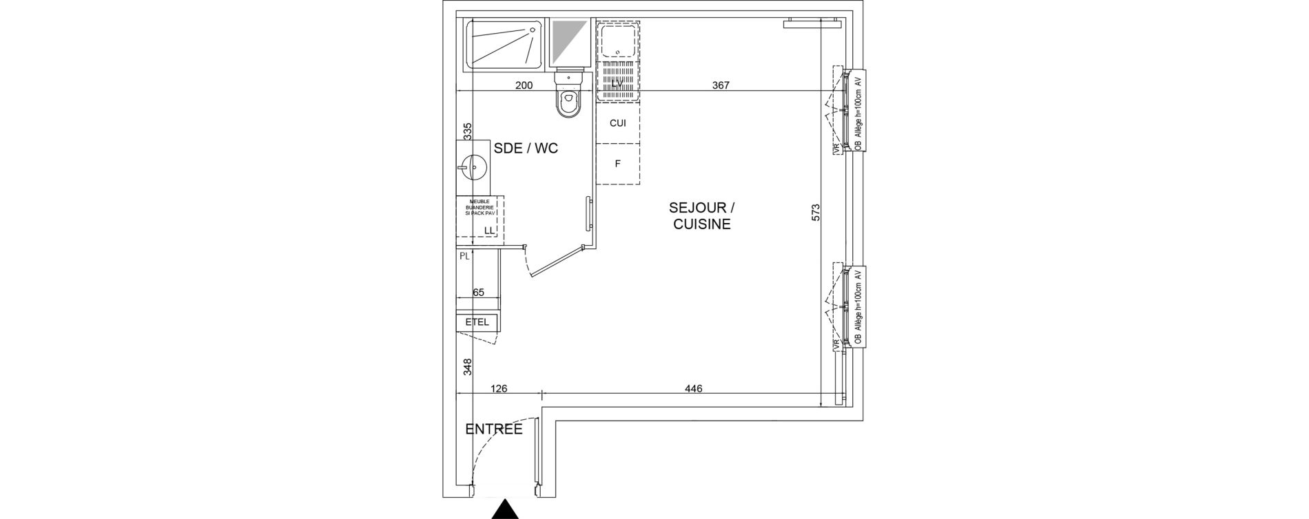 Appartement T1 de 32,62 m2 &agrave; Lognes Segrais