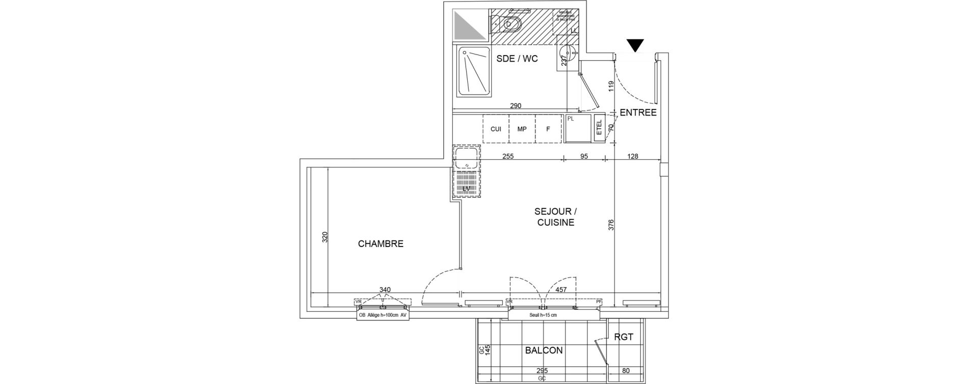 Appartement T2 de 39,42 m2 &agrave; Lognes Segrais