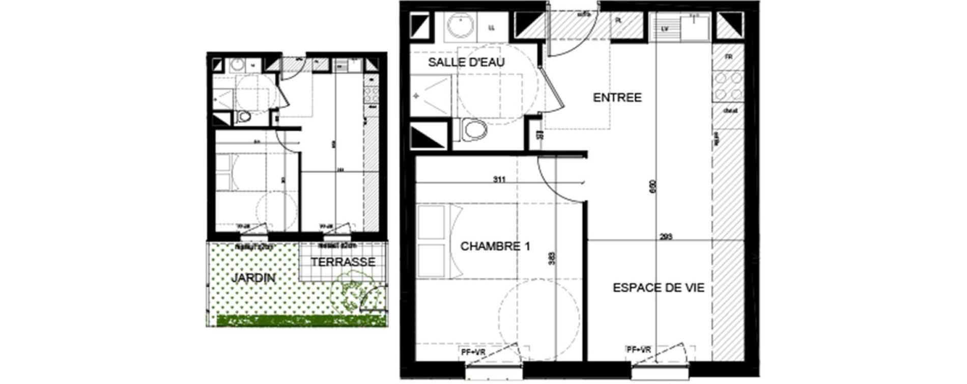 Appartement T2 de 37,70 m2 &agrave; Lognes Centre